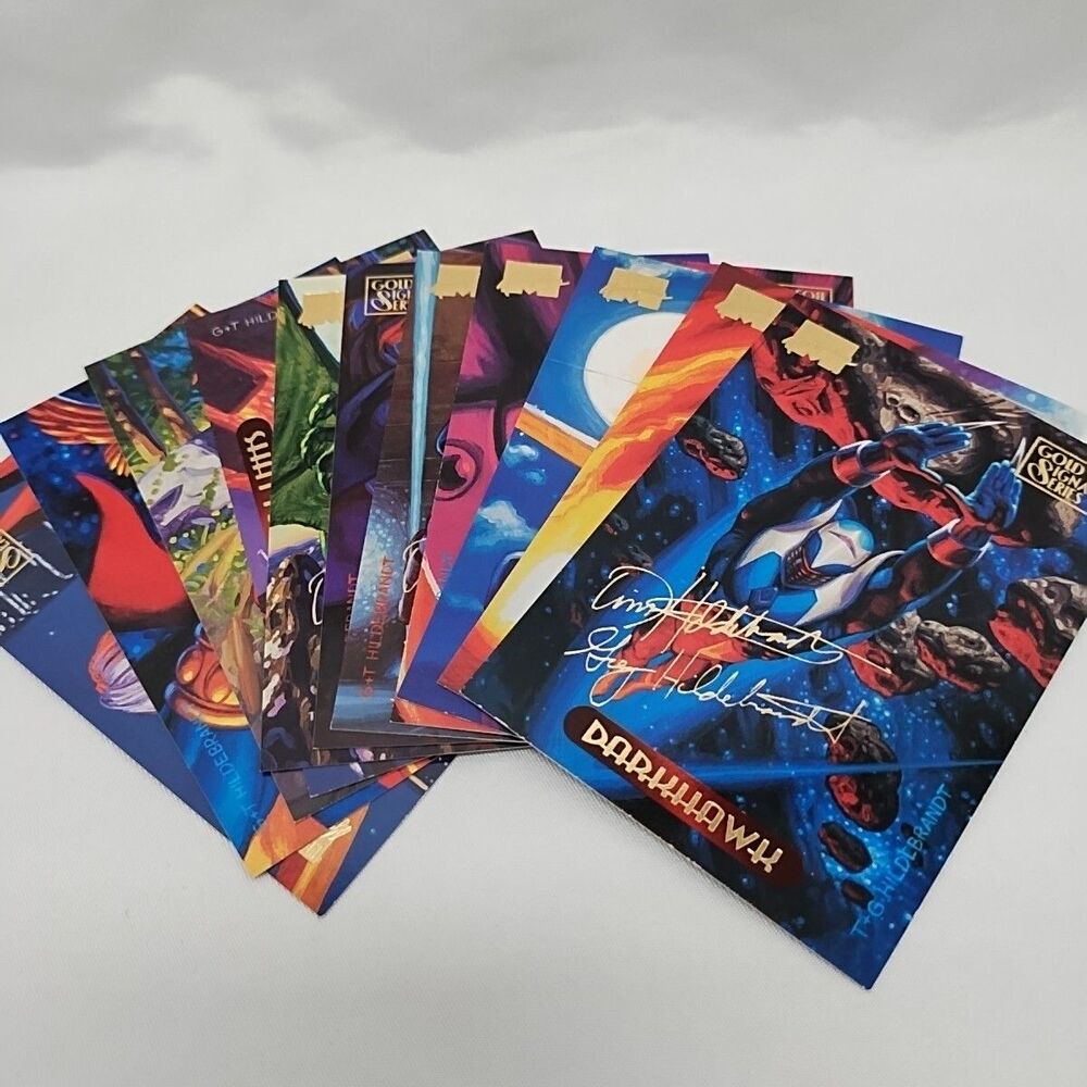 Lot Of (11) 1994 Marvel Masterpieces Gold Foil Signature Series And Base Cards